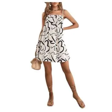 OYOANGLE Women's Stylish Spaghetti Straps Vacation Dress