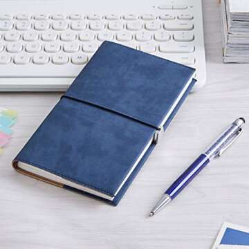2019 Monthly Planner with Index Sticks Ballpoint Pen, Agenda Book to Achieve Your Goals Pocket Calendar 2019-2020 for Better Working Efficiency (Navy Blue)