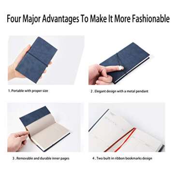 2019 Monthly Planner with Index Sticks Ballpoint Pen, Agenda Book to Achieve Your Goals Pocket Calendar 2019-2020 for Better Working Efficiency (Navy Blue)