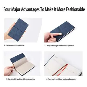 2019 Monthly Planner with Index Sticks Ballpoint Pen, Agenda Book to Achieve Your Goals Pocket Calendar 2019-2020 for Better Working Efficiency (Navy Blue)