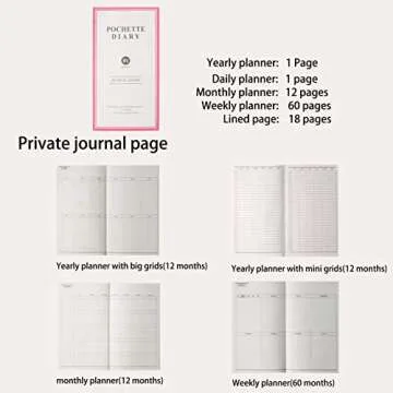 2019 Monthly Planner with Index Sticks Ballpoint Pen, Agenda Book to Achieve Your Goals Pocket Calendar 2019-2020 for Better Working Efficiency (Navy Blue)