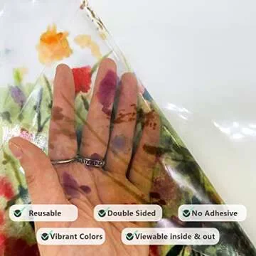 Flortlias Autumn Floral Window Decals, Transparent Stained Window Sticker, Non Adhesive Double-Sided Glass Door Covering Film for Home Decorative, Thistle