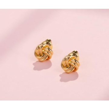 Anten Pink Gold Love Knot Stud Earrings for Women