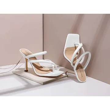 Vivianly Women's Thong Heels Sandals Stylish Summer Wedding Shoes