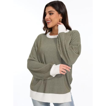 Tanou Women's Colorblock Oversized Pullover Sweater