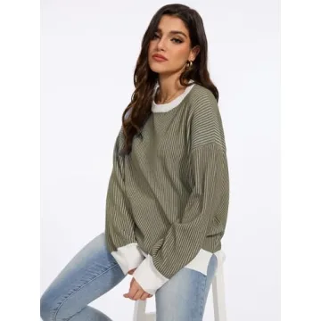 Tanou Women's Colorblock Oversized Pullover Sweater