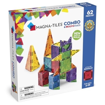 MAGNA-TILES Combo 62-Piece Magnetic Construction Set for Imaginative Play