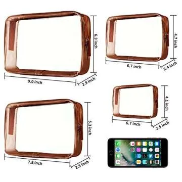 Clear Makeup Bags, 4pcs Cosmetic Makeup Bags Set TSA Approved Transparent Travel Toiletry Bag Waterproof Leakproof Carry On Airport Cosmetic Organizer Pouch with Zipper for Women Men