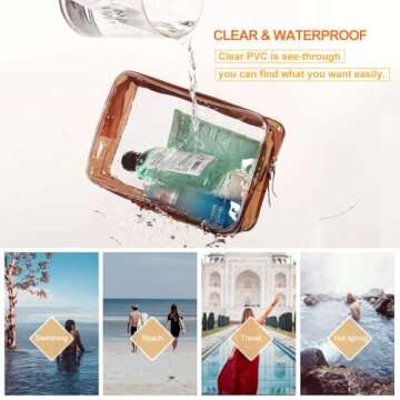 Clear Makeup Bags, 4pcs Cosmetic Makeup Bags Set TSA Approved Transparent Travel Toiletry Bag Waterproof Leakproof Carry On Airport Cosmetic Organizer Pouch with Zipper for Women Men