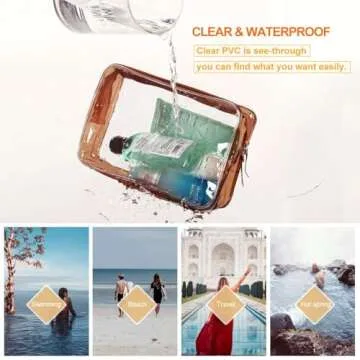 Clear Makeup Bags, 4pcs Cosmetic Makeup Bags Set TSA Approved Transparent Travel Toiletry Bag Waterproof Leakproof Carry On Airport Cosmetic Organizer Pouch with Zipper for Women Men