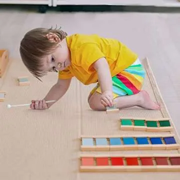 JE JOUE Montessori Materials Children Playing Mat Pure Cotton Working Rug for Toddlers (27"×43", Beige)