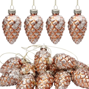 Watayo Pinecone Glass Ornaments 12 Pcs for Holiday Decor