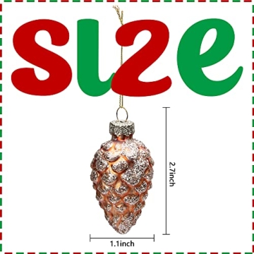Watayo Pinecone Glass Ornaments 12 Pcs for Holiday Decor