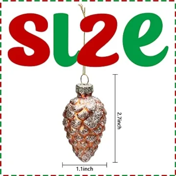Watayo Pinecone Glass Ornaments 12 Pcs for Holiday Decor