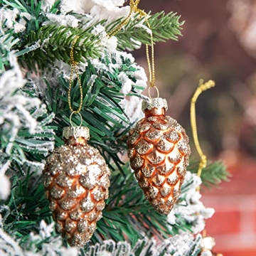 Watayo Pinecone Glass Ornaments 12 Pcs for Holiday Decor