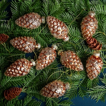 Watayo Pinecone Glass Ornaments 12 Pcs for Holiday Decor