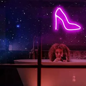 ENSHUI Neon Sign High Heels Neon Lights LED Signs, Battery or USB Powered Light Up Neon Signs for Wall Decor for Bedroom, Kids Room, Living Room, Bar, Party, Christmas, Wedding (Pink)
