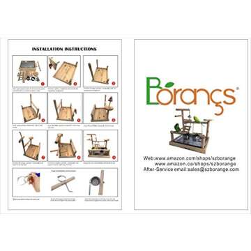 Borangs Parrots Playstand Bird Playground Wood Perch Training Stand Cockatiel Playpen Ladders Birds Swing Wood Gym Tabletop with Feeder Cups Toys Exercise Play(Design B)
