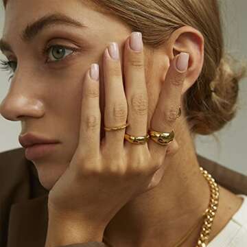 Stylish MOROTOLE Chunky Gold Rings Set for Any Occasion
