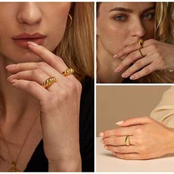 Stylish MOROTOLE Chunky Gold Rings Set for Any Occasion