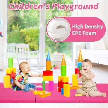 BLKMTY Gymnastics Mats 2" Thick Folding Exercise Mat Gym Mat Yoga Mat Aerobics Fitness Mat Folding Kids' Gymnastics Tumbling Mat with Carrying Handles for Home Gym Exercise & Play, Pink