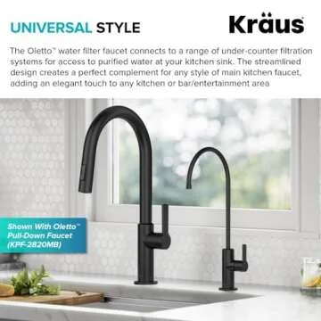 KRAUS Oletto Single Handle Drinking Water Filter Faucet for or Water Filtration System in Matte Black, FF-103MB