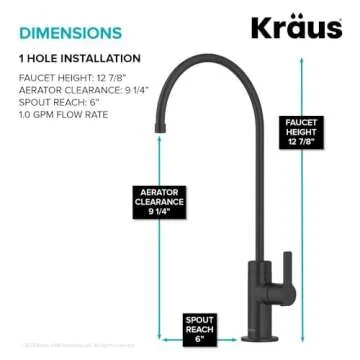 KRAUS Oletto Single Handle Drinking Water Filter Faucet for or Water Filtration System in Matte Black, FF-103MB