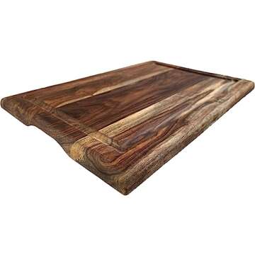 Simply Bamboo Brown Large Organic Hardwood Sheesham Mountain Woods Cutting Board w/Juice groove | Cheese Board | Chopping board | Charcuterie board | Butcher Block - 22" x 15"