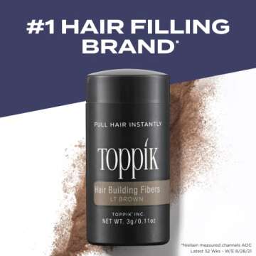 Toppik Hair Building Fibers, Light Brown, 27.5g | Fill In Fine or Thinning Hair | Instantly Thicker, Fuller Looking Hair | 9 Shades for Men & Women