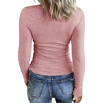 Roselux Long Sleeve Scoop Neck Ribbed Knit Shirt for Women