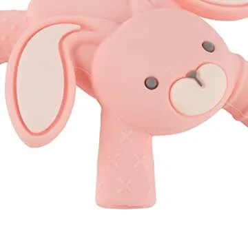 Itzy Ritzy - Ritzy Teether for Molars - Massages Sore Gums & Reaches Back Molars - Silicone Baby Teething Toy with Multiple Textures & Flexible Design - Teething Relief for 3 Months & Up (Bunny)