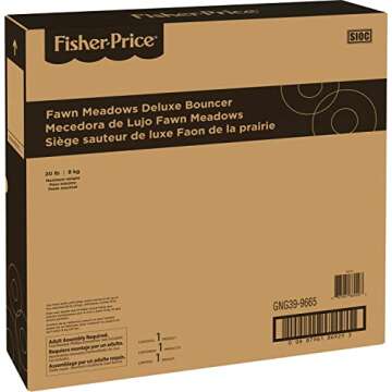 Fisher-Price Portable Baby Seat Fawn Meadows Deluxe Bouncer with Toy Mobile, Music & Vibrations for Newborns 0+ Months