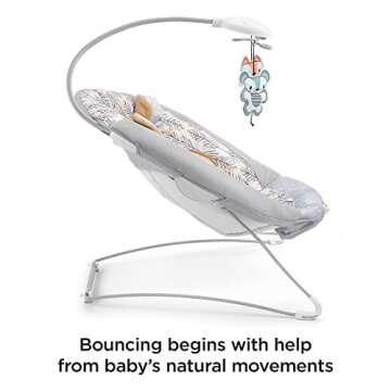 Fisher-Price Portable Baby Seat Fawn Meadows Deluxe Bouncer with Toy Mobile, Music & Vibrations for Newborns 0+ Months