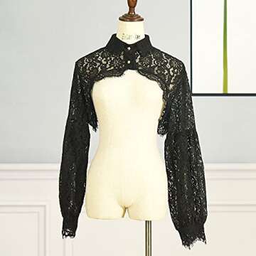 YAKEFJ Detachable Dickey Collar Blouse False Collar Half Shirt Long Sleeve Cropped Crop Tops Black-b