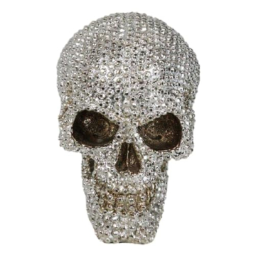 Ebros Gift Bling Skull Figurine 6.25" Silver Decor