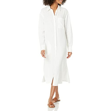 The Drop Women's Fiona Relaxed Linen Midi Shirt Dress - Resort Ready Staple
