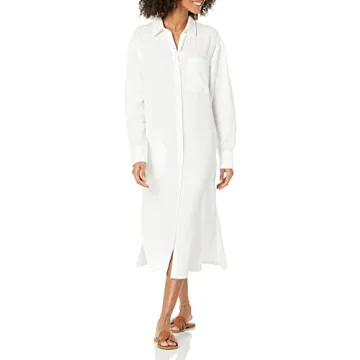 The Drop Women's Fiona Relaxed Linen Midi Shirt Dress - Resort Ready Staple