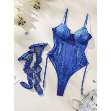 SweatyRocks Women’s Lace Garter Teddy Bodysuit - Sexy Elegance