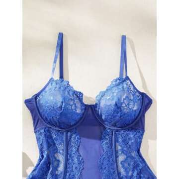 SweatyRocks Women’s Lace Garter Teddy Bodysuit - Sexy Elegance