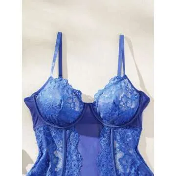 SweatyRocks Women’s Lace Garter Teddy Bodysuit - Sexy Elegance