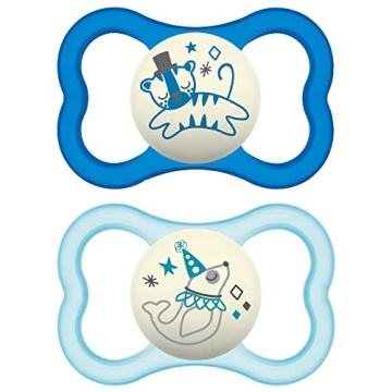 MAM Air Night Pacifiers with Sterilizing Case, Glow in the Dark, 6+ Months, 2 Ct