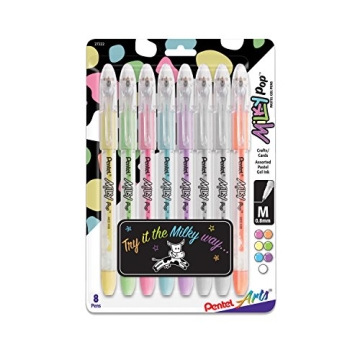 Pentel Arts Milky Pop Pastel Gel Pens - 8 Vibrant Colors for Creative Expression