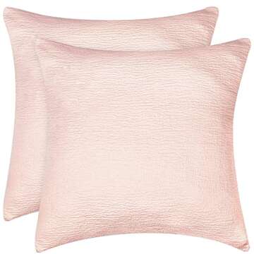 PHF 100% Cotton Jacquard Euro Sham 26" x 26", No Insert, 2 Pack, Home Decorative Euro Throw Pillow Covers for Couch Sofa Bed, Peach Pink