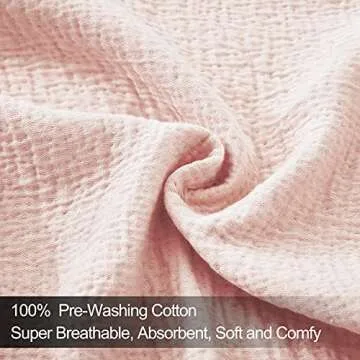 PHF 100% Cotton Jacquard Euro Sham 26" x 26", No Insert, 2 Pack, Home Decorative Euro Throw Pillow Covers for Couch Sofa Bed, Peach Pink