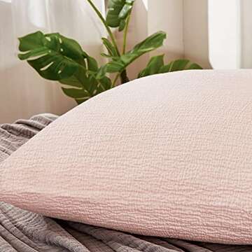 PHF 100% Cotton Jacquard Euro Sham 26" x 26", No Insert, 2 Pack, Home Decorative Euro Throw Pillow Covers for Couch Sofa Bed, Peach Pink