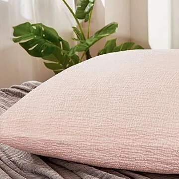 PHF 100% Cotton Jacquard Euro Sham 26" x 26", No Insert, 2 Pack, Home Decorative Euro Throw Pillow Covers for Couch Sofa Bed, Peach Pink