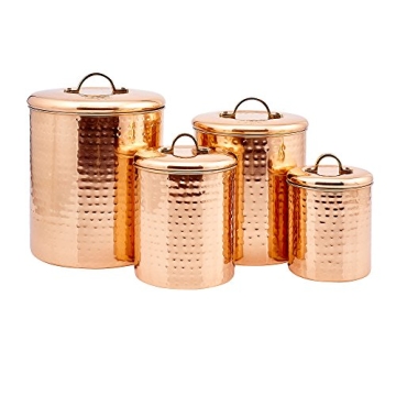 Old Dutch Hammered Copper Canister Set of 4 for Kitchen
