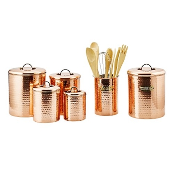 Old Dutch Hammered Copper Canister Set of 4 for Kitchen