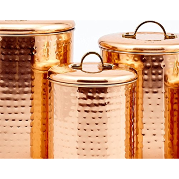 Old Dutch Hammered Copper Canister Set of 4 for Kitchen