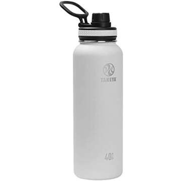 Takeya Originals 32 oz Vacuum Insulated Stainless Steel Water Bottle with Straw Lid, White